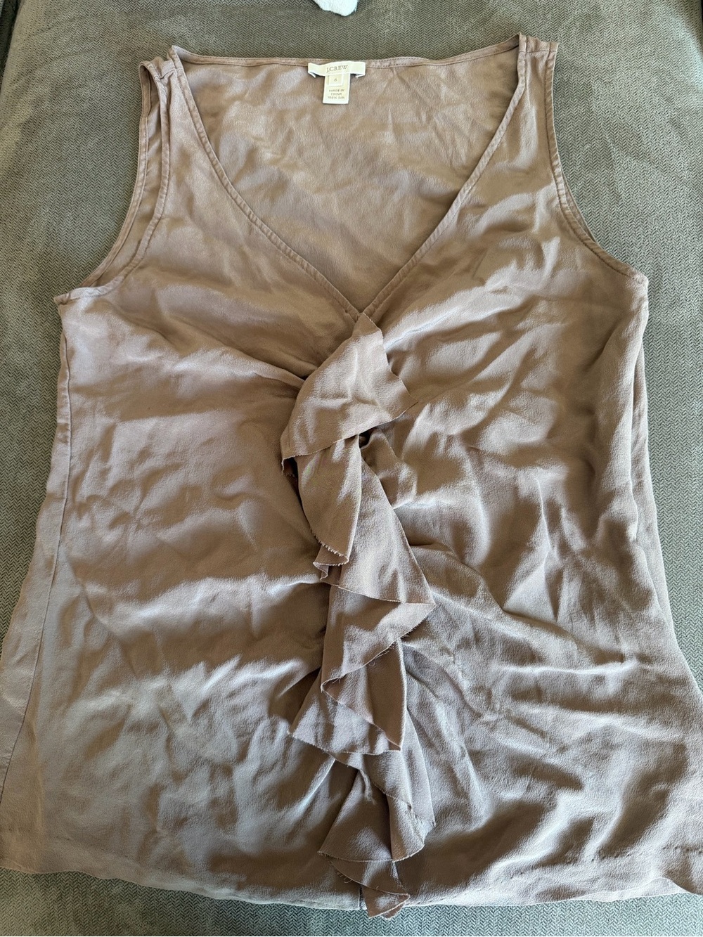 J. Crew Taupe Ruffle-Front V-Neck Sleeveless Camisole